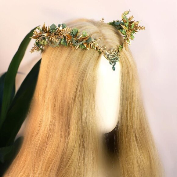 Medusa Fairy Flower Crown Snake Elf Headband Floral Woodland Costume Accessory